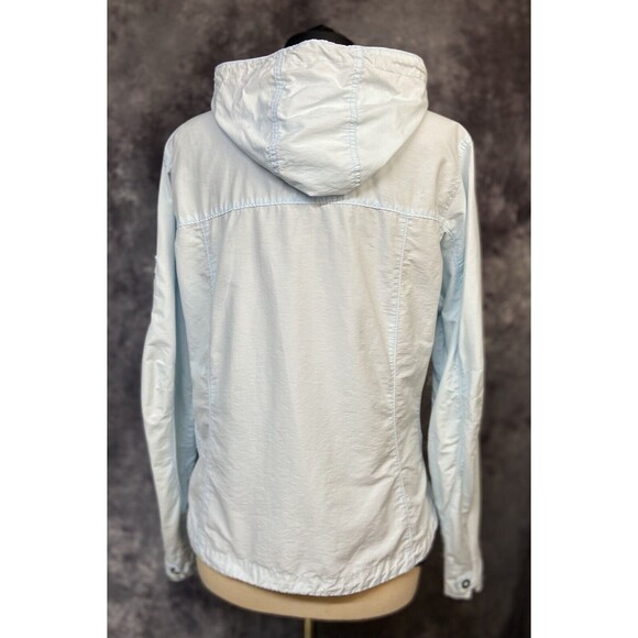 Columbia Size Large Blue Lighweight Cotton/Nylon Logo Hooded Jacket - Picture 4 of 5